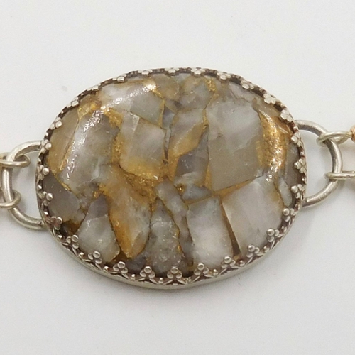 DKC-1179 Bracelet, White Calcite Matrix, Rutilated Quartz Beads $260 at Hunter Wolff Gallery